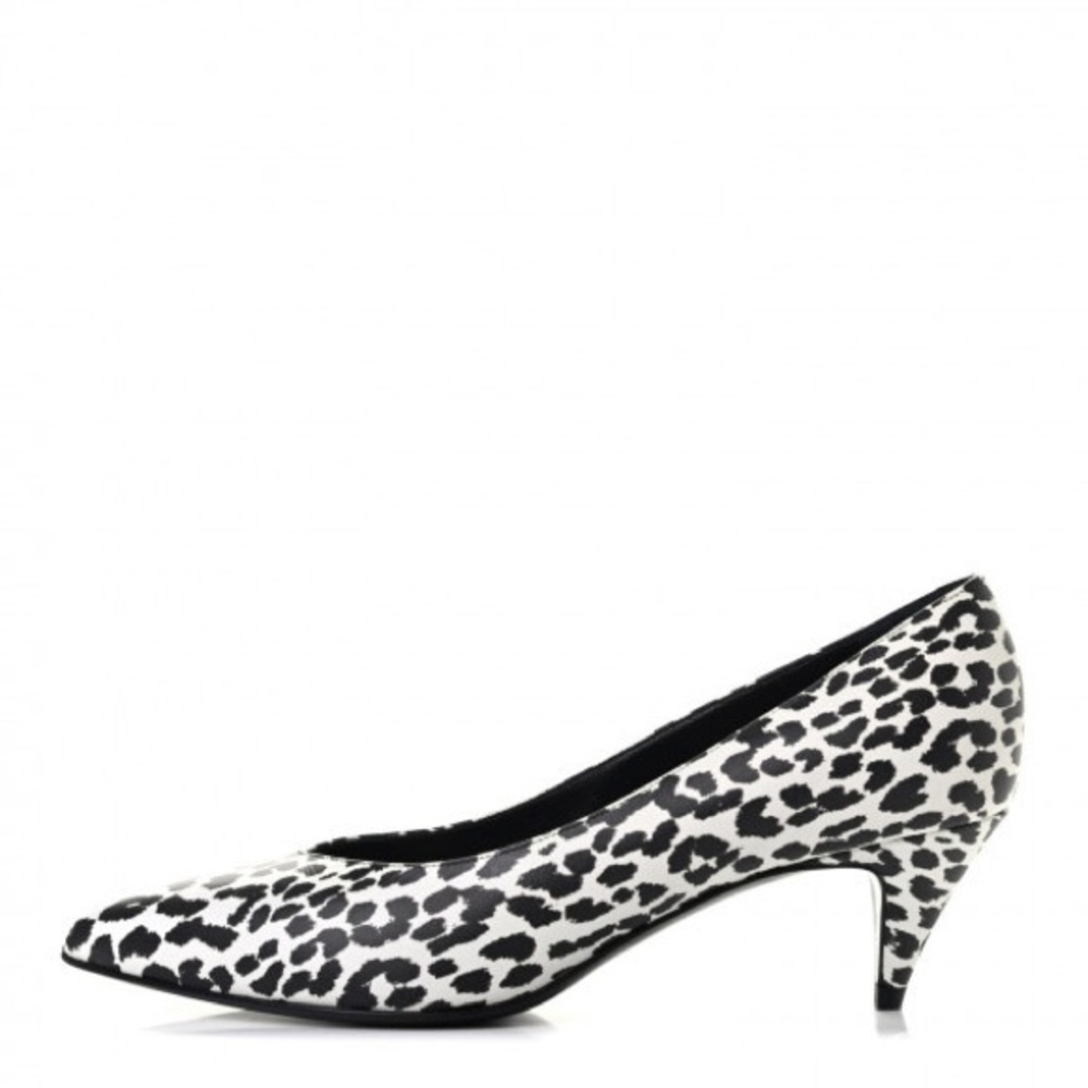 Saint Laurent Soft Calfskin Baby Cat Paris 50 Pumps IT 39 Bianco White Black